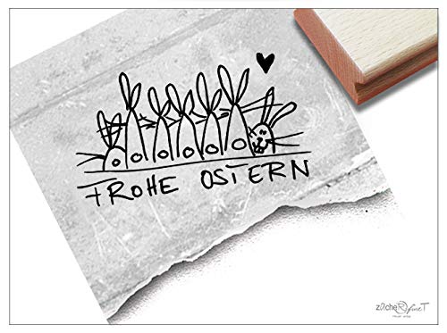 Stempel Osterstempel FROHE OSTERN handschriftlich mit Hasen - Textstempel Ostergrüße Karten Geschenkanhänger Geschenk Osterdeko - zAcheR-fineT von zAcheR-fineT-design