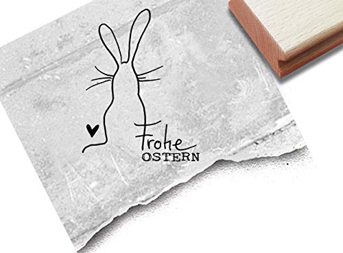 Stempel Osterstempel FROHE OSTERN mit Hase - Textstempel zum Osterfest, für Ostergrüße Karten Geschenkanhänger Geschenk Osterdeko - zAcheR-fineT von zAcheR-fineT-design