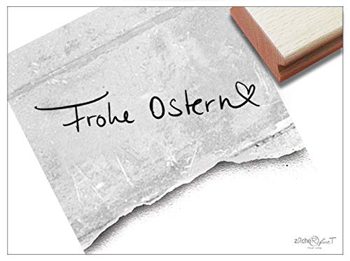 Stempel Osterstempel FROHE OSTERN Handschrift mit Herz - Textstempel Osterfest, Karten Geschenkanhänger Geschenk Osterdeko Scrapbook - zAcheR-fineT von zAcheR-fineT-design