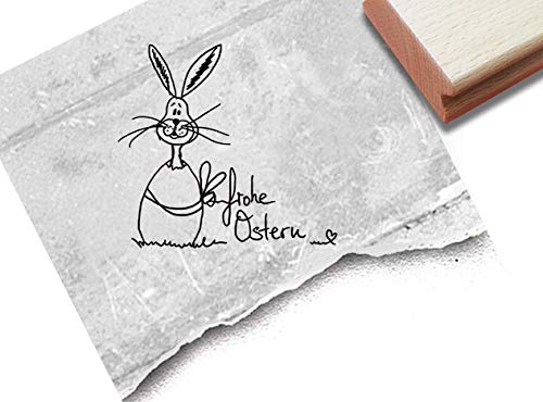 Stempel Osterstempel Frohe Ostern mit Hase im Ei - Textstempel Osterfest Karten Geschenkanhänger Basteln Osterdeko Tischdeko Scrapbook - zAcheR-fineT von zAcheR-fineT-design