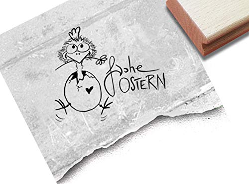 Stempel Osterstempel Frohe Ostern mit Küken im Ei - Textstempel Osterfest Karten Geschenkanhänger Basteln Osterdeko Tischdeko Scrapbook- zAcheR-fineT von zAcheR-fineT-design