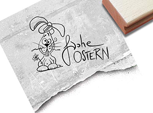 Stempel Osterstempel Frohe Ostern mit Osterhase - Textstempel Osterfest Karten Geschenkanhänger Basteln Osterdeko Tischdeko Scrapbook - zAcheR-fineT von zAcheR-fineT-design