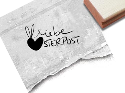 Stempel Osterstempel GANZ LIEBE OSTERGRÜßE Handschrift Herz & Hase - Textstempel Ostern, Karten Geschenkanhänger Osterdeko Scrapbook - zAcheR-fineT (Liebe Osterpost) von zAcheR-fineT-design