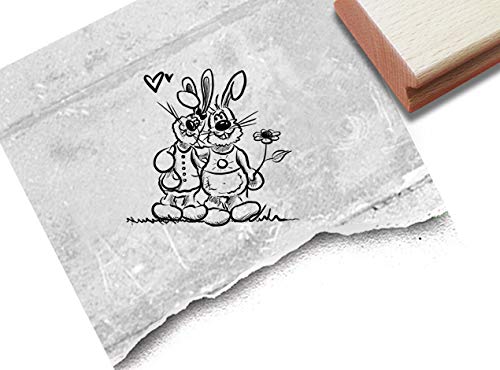 Stempel Osterstempel Hasen-Liebe - Tierstempel Ostern Geschenk für Kinder Basteln Osterkarten Geschenkanhänger Osterdeko Scrapbook - zAcheR-fineT von zAcheR-fineT-design