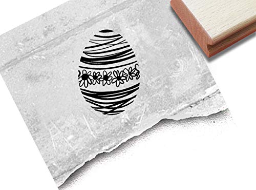 Stempel Osterstempel Osterei mit Blumen - Motivstempel Ostern Karten Geschenkanhänger Basteln Osterdeko Servietten Tischdeko Scrapbook - zAcheR-fineT (klein 28 x 37 mm) von zAcheR-fineT-design