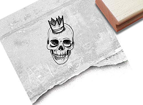 Stempel Skull with crown, Totenkopf Schädel mit Krone - Motivstempel Halloween Karten Basteln Scrapbook Bullet Journal Kunst Deko - zAcheR-fineT (klein ca. 28 x 49 mm) von zAcheR-fineT-design