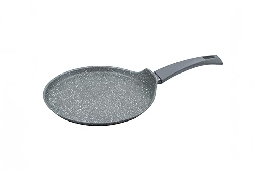 zanetti DURAPIETRA Crêpes-Pfanne 20 cm aus Aluminium, Antihaft-Pfanne für Crêpes, geschmiedet, mit hoher Dicke, Steinoptik und Soft-Touch-Griff, für jede Herdplatte einschließlich Induktion von Zanetti