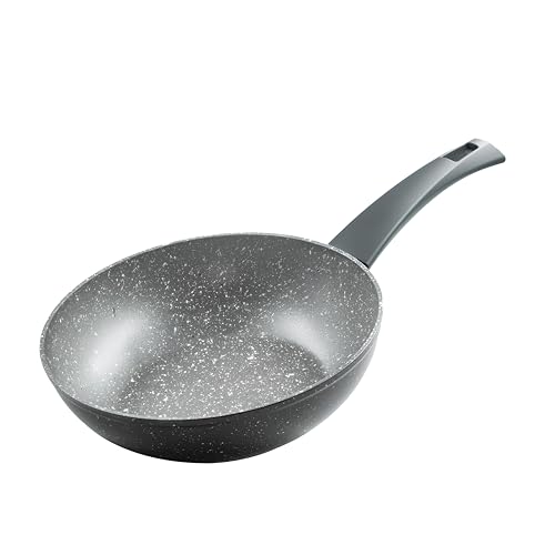 zanetti - Durapietra Induction Wok-Pfanne 20 cm, Wok-Pfanne, antihaftbeschichtet, auch für Induktion, Durchmesser 20 cm, Farbe Grau von Zanetti