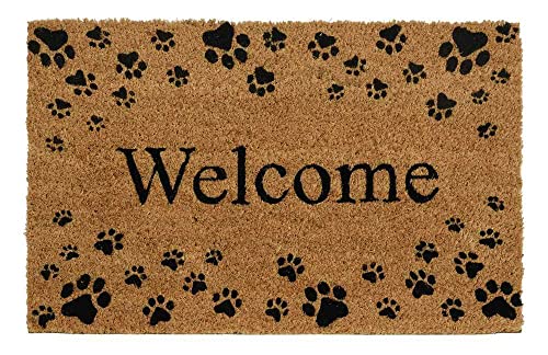 zeitzone Fußmatte Welcome Pfoten Hund Kokos Fussmatte Fußabtreter 40x60cm von zeitzone