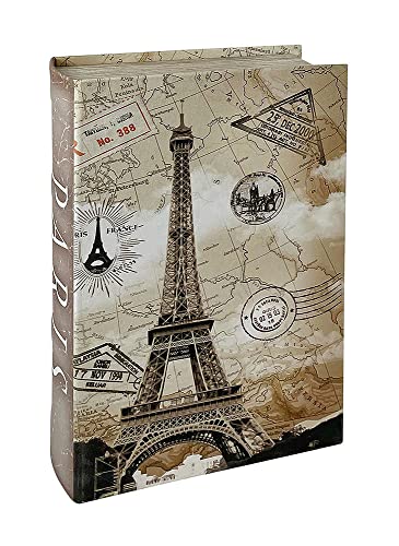 zeitzone Hohles Buch Eiffelturm Paris Postkarte mit Geheimfach Vintage Buchversteck 21cm von zeitzone