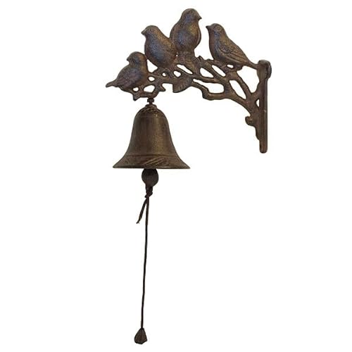 zeitzone Türglocke Vogelhochzeit Glocke Vögel Gusseisen Rustikal Antik-Stil Braun von zeitzone