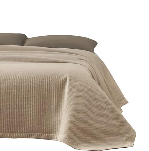 Zerobed Jacquard-Tagesdecke für Einzelbett, aus Baumwolle, einfarbig, Taupe von zer0bed