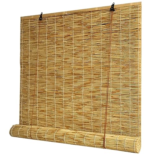 Bambus Rollo Jalousine Bambusrollo,Natur Holzrollos,Sonnenschutz und Sichtschutz Rollo Seitenzugrollo,Für Terrasse/Garten/Fenster/Tür/Küche,Grundfarbe (110 x 290 cm) von zhijiaqian456