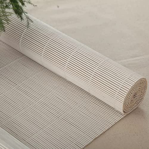 Weiß Bambusrollo Sonnenschutz Sichtschutz Rollo Seitenzugrollo Raffrollos, Natur Holzrollos,für Fenster und Türen,Anpassbar (90 x 210 cm) von zhijiaqian456