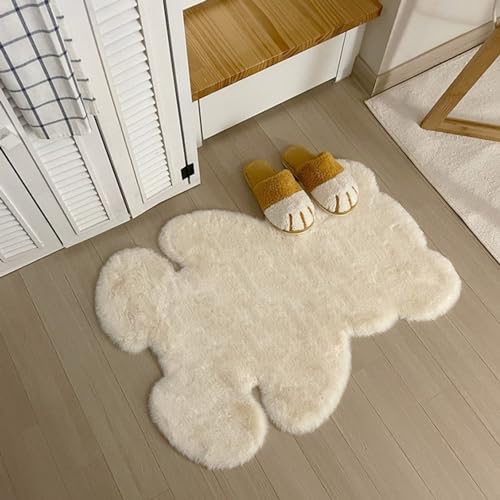 zhxinashu Teppich, Kurzflor Teppich, Flauschige Teppich für Schlafzimmer, Bär Geformt Bereich Teppich, Wohnzimmer Teppich, Bär Schaffell Teppich，Teppich Vintage für Kinderzimmer Sofa Boden(Beige) von zhxinashu