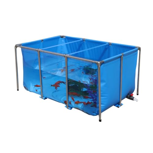 Stahlrahmenbecken, Clear Aquarium Wassertank PVC-Leinwand Kinderbecken Mit Edelstahl Halterung Mit Abfluss, Mehrfachgröße (Farbe : Blue+Clear, Größe : 100x70x61cm) von zklaseot