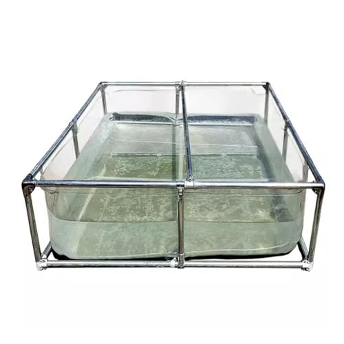 Stahlrahmenbecken, Transparent Aquarium Poolteich Mit Ablassventil, PVC-Leinwand Mit Stahlrahmen for Teiche Aquarium Koi-Goldfisch (Farbe : klar, Größe : 2x1x0.7m) von zklaseot