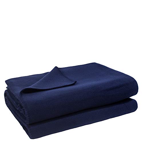 Soft-Fleece-Decke – Polarfleece-Decke mit Häkelstich – flauschige Kuscheldecke – 110x150 cm – 595 dark marina - von ’zoeppritz since 1828’ von Zoeppritz Since 1828