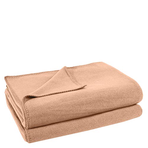 Soft-Fleece-Decke – Polarfleece-Decke mit Häkelstich – flauschige Kuscheldecke – 110x150 cm – 040 sand – von 'zoeppritz since 1828', 103291-040-110x150 von Zoeppritz Since 1828