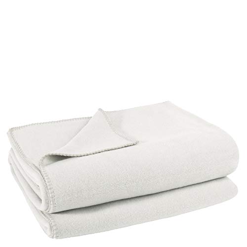 Soft-Fleece-Decke – Polarfleece-Decke mit Häkelstich – flauschige Kuscheldecke – 180x220 cm – 010 offwhite - von ’zoeppritz since 1828’ von Zoeppritz Since 1828