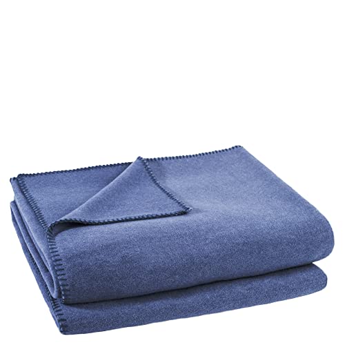 Soft-Fleece-Decke – Polarfleece-Decke mit Häkelstich – flauschige Kuscheldecke – 180x220 cm – 540 indigo - von 'zoeppritz since 1828', 103291-540-180x220 von Zoeppritz Since 1828