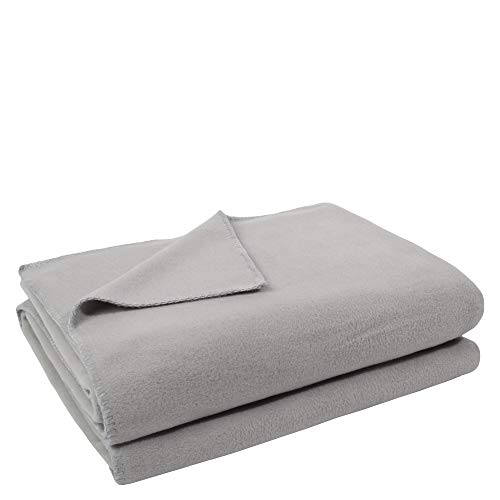 Soft-Fleece-Decke – Polarfleece-Decke mit Häkelstich – flauschige Kuscheldecke – 220x240 cm – 920 light grey mel. - von ’zoeppritz since 1828’ von Zoeppritz Since 1828