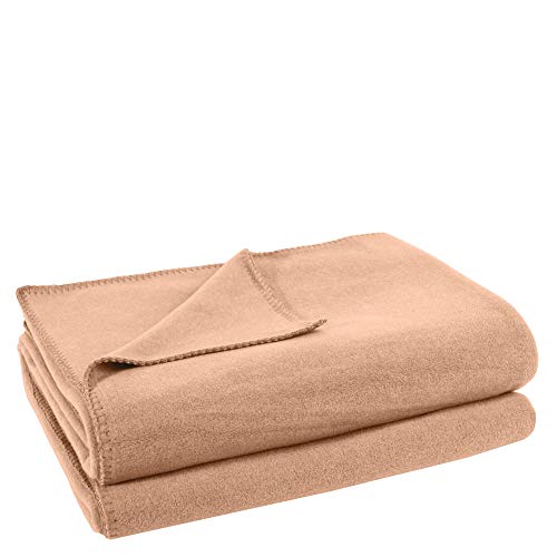 Soft-Fleece-Decke – Polarfleece-Decke mit Häkelstich – flauschige Kuscheldecke – 160x200 cm – 040 sand – von ’zoeppritz since 1828’ von Zoeppritz Since 1828