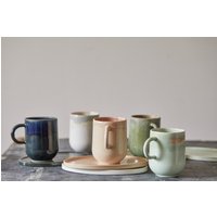 Cappuccino-Tasse Und Untertassen-Set, 10-Unzen-Keramik-Teebecher-Set, Buntes Keramik-Set, Mokkatasse Ovale Untertassen-Platte, Weihnachtsgeschenk von zoharshaham