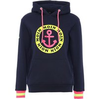 Zwillingsherz Hoodie, mit Aufschrift Moin und Anker in Neonfarben von zwillingsherz