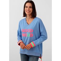 Zwillingsherz Sweatshirt "Dana", mit V-Ausschnitt, Frontprint, Vokuhila Schnitt, neonfarben von zwillingsherz