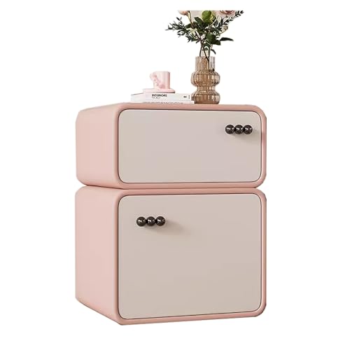 Nachtkästchen, Nachttisch mit 2 Schubladen, Niedlicher Beistelltisch mit Kreativen Griffen, Modischer Nightstand fürs Schlafzimmer, für Schlafzimmer, Wohnzimmer, Flur(Color:Pink,Size:15.7in/40cm) von zxhrybh