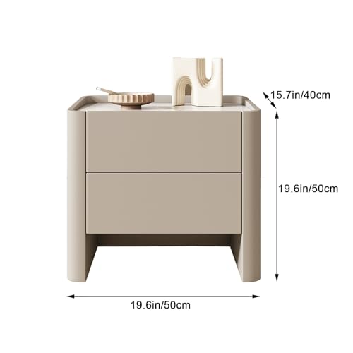 Nordischer Kreativer Nachtschrank, Nachttisch mit Zwei Schubladen, Moderner Beistelltisch fürs Schlafzimmer, Keine Installation Erforderlich, für Wohnzimmer und Schlafzimmer(Color:Khaki,Size:19.6in/50 von zxhrybh