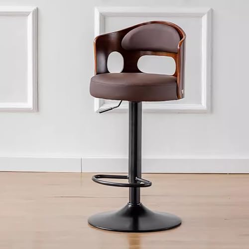 zxhrybh Barhocker, 360° Drehbarer Barstühle mit Rückenlehne, Barhocker Höhenverstellbar, für Club-Pub, Küche, Esszimmer (Color : Brown Leather) von zxhrybh