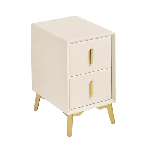 zxhrybh Nachtkasten, mit Stauraum Nachttisch, Beistelltisch mit 2 Schubladen, Nachtschrank aus Mikrofaserleder, für Wohnzimmer/Schlafzimmer(Color:Beige,Size:11.8in/30cm) von zxhrybh