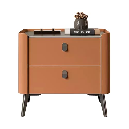 zxhrybh Nachtschrank mit 2 Schubladen, Beistelltisch mit Metallgriff, Nachttisch fürs Schlafzimmer, Praktischer Nightstand, für Schlafzimmer, Wohnzimmer(Color:Orange,Size:15.7in/40cm) von zxhrybh