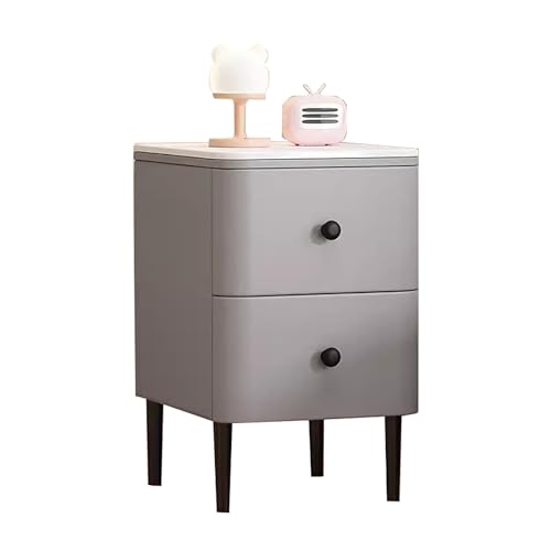 zxhrybh Nachttische, Kleiner Beistelltisch mit 2 Schubladen, Nightstand fürs Schlafzimmer, Nachttisch aus Metall, für Schlafzimmer und Wohnzimmer(Color:Light Gray,Size:15.7in/40cm) von zxhrybh