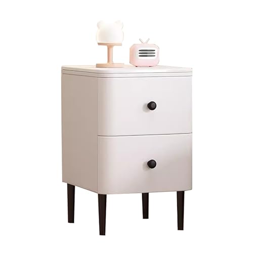 zxhrybh Nachttische, Kleiner Beistelltisch mit 2 Schubladen, Nightstand fürs Schlafzimmer, Nachttisch aus Metall, für Schlafzimmer und Wohnzimmer(Color:White,Size:11.8in/30cm) von zxhrybh