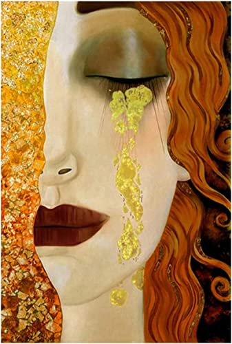 zxiany Gemälde auf Leinwand Zusammenfassung Gustav Klimt Goldene Tränen und Kuss Poster und Drucke Wandkunst Bilder für Wohnzimmer Dekor 70x90cm Kein Rahmen-12 von zxiany